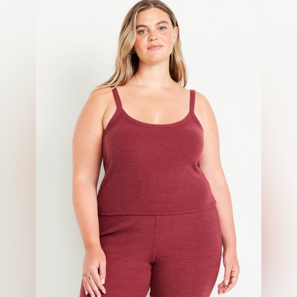 Old Navy Ribbed Lounge Tank Top Crop Womens XX-Large Burgundy NWT